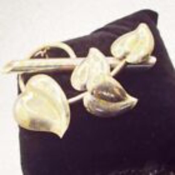NAPIER ANTIQUE 1940S DECO STERLING PHILODENDRON LEAVES LARGE BROOCH PIN 13 - Picture 2 of 6